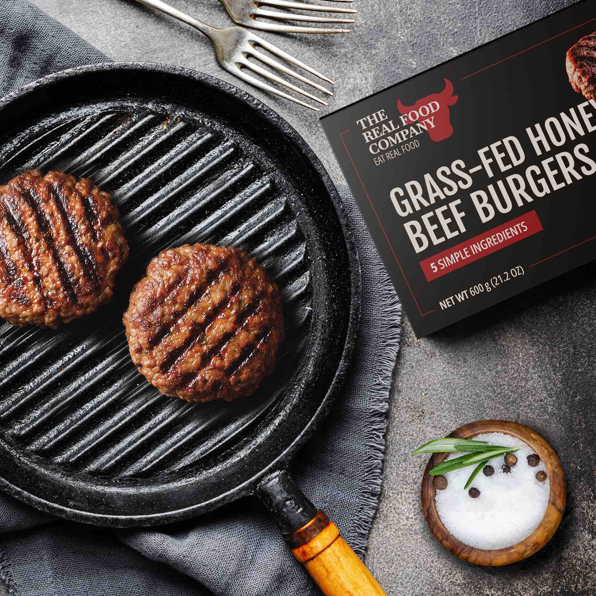 Grass-Fed Honey Beef Burgers